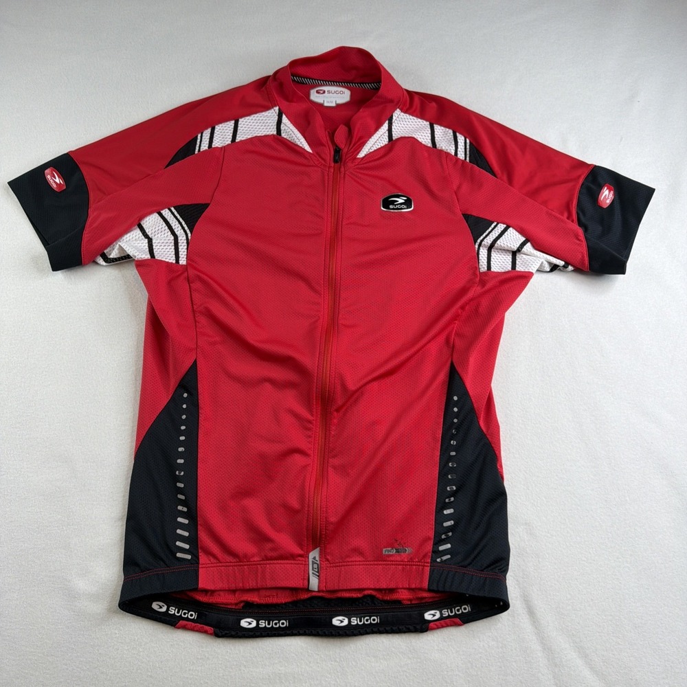 SUGOi RS Pro Jersey Mens M Red Black Full Zip Cycling Bike Reflective Pockets